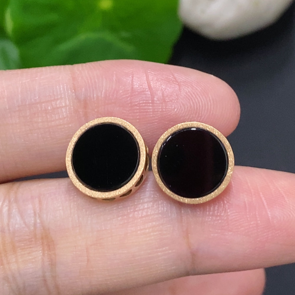 Jadeite Ear Studs 18K Gold Without Ear Backs