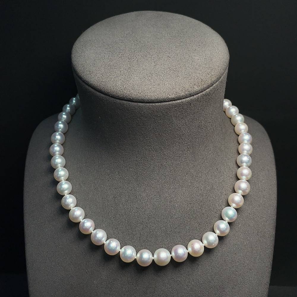 HUILIU HQ seawater pearl necklace with approximately 49.76g weight and 9.7mm pearls, showcasing elegant lustrous pearls on a string.