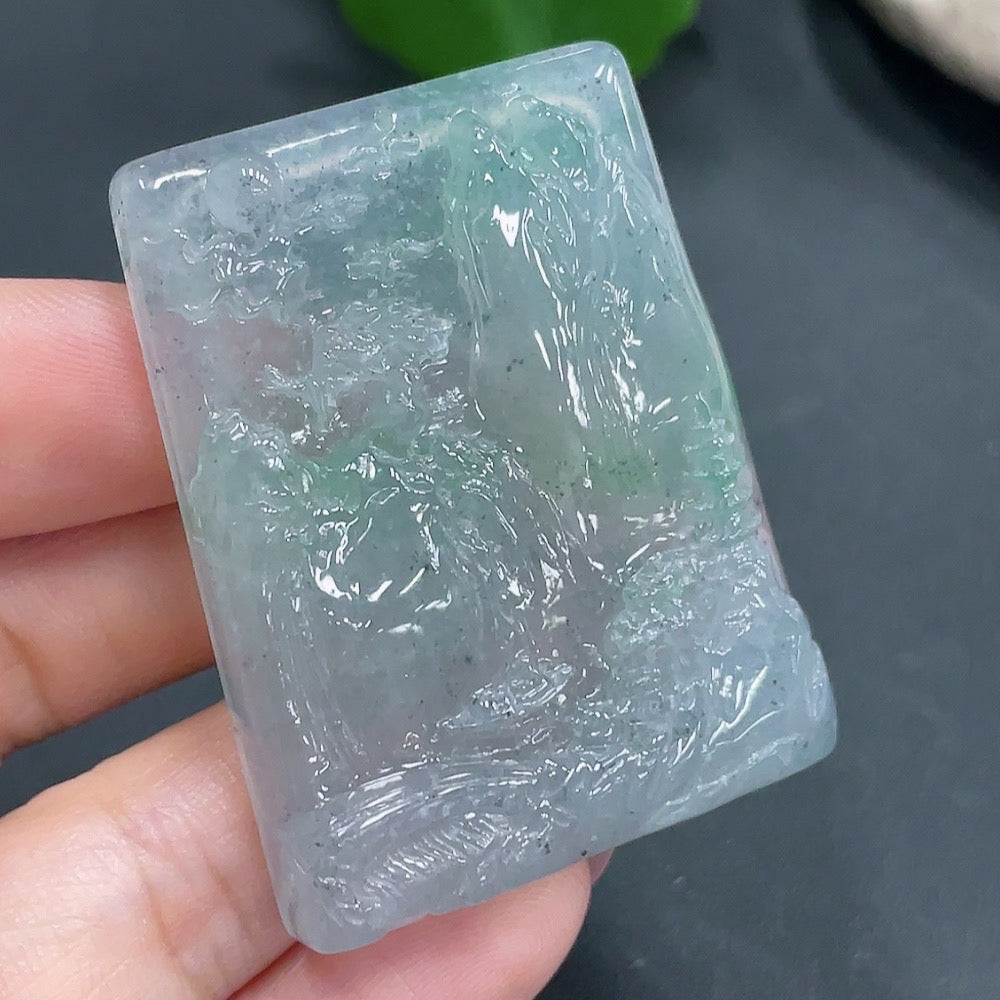 Jadeite Pendant Landscape Plaque Total Weight 33.499g