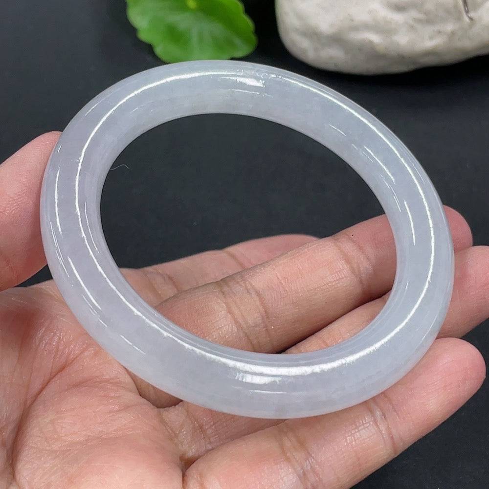 Jadeite round bracelet from HUILIU HQ with 49.45g weight and size 52.6, featuring smooth, polished jadeite beads.