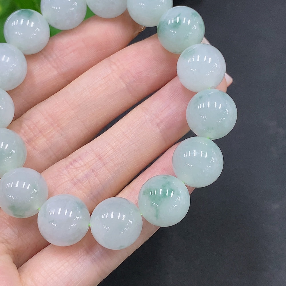 Jadeite Bead Necklace Approx. 12.4mm Total Weight 49.9g