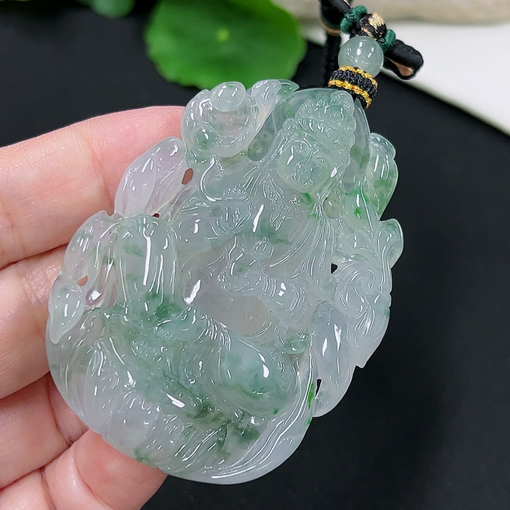 Jadeite Guanyin Pendant (including rope weight)