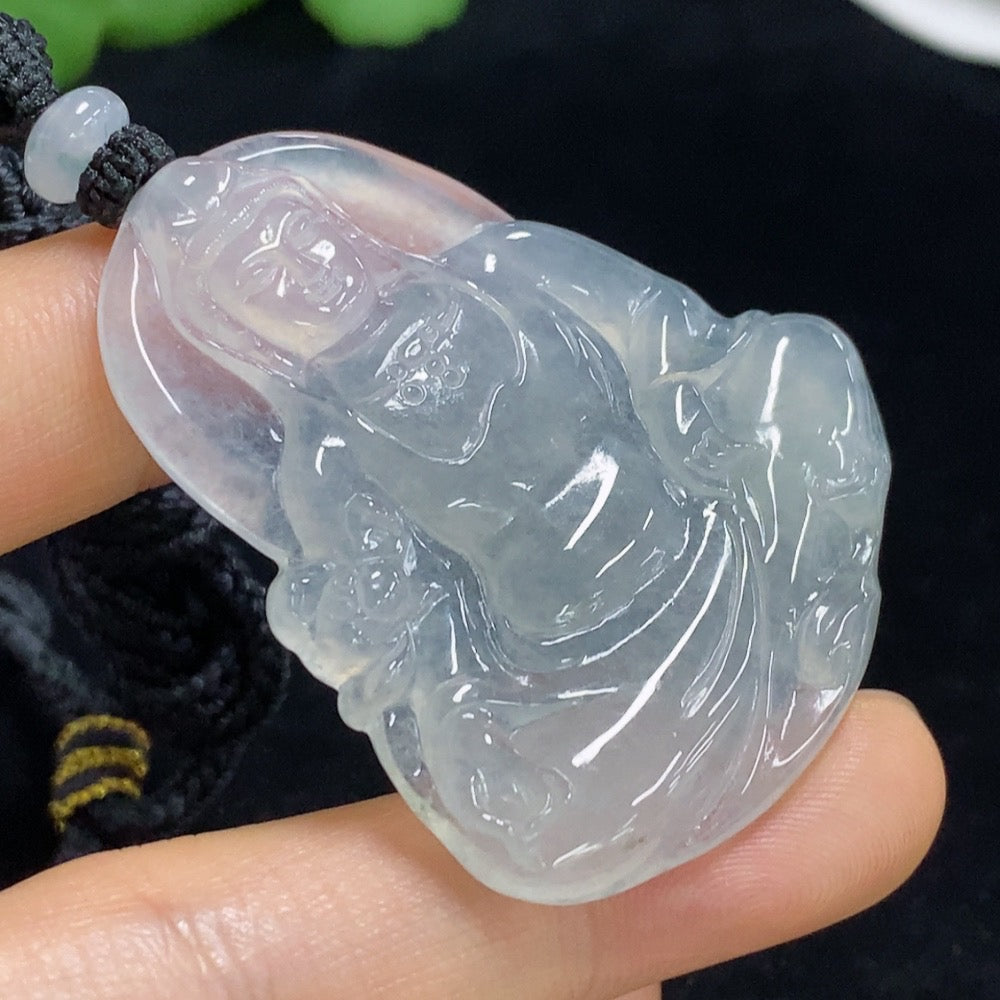 Jadeite Guanyin Pendant . (Including Rope Weight) | Huiliu Certified