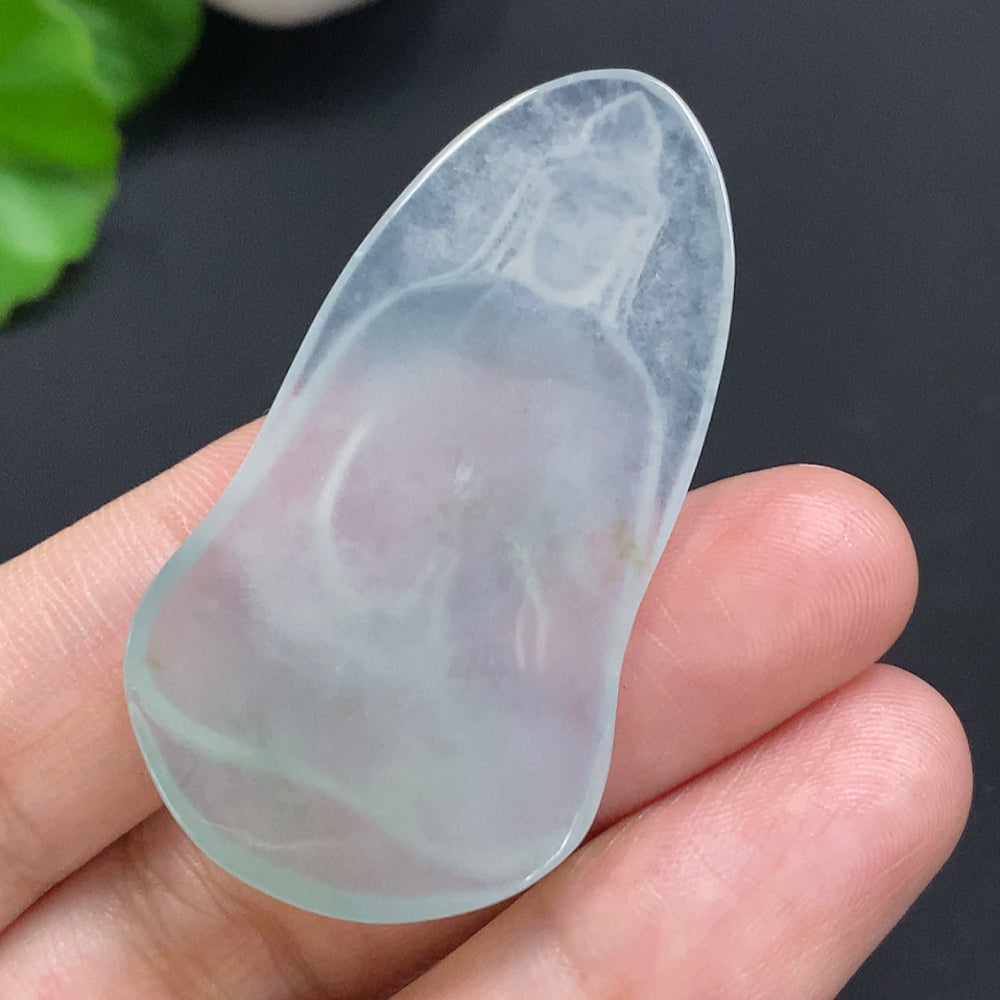 Jadeite Guanyin Inlaid Piece Total Weight Approximately 9.6g