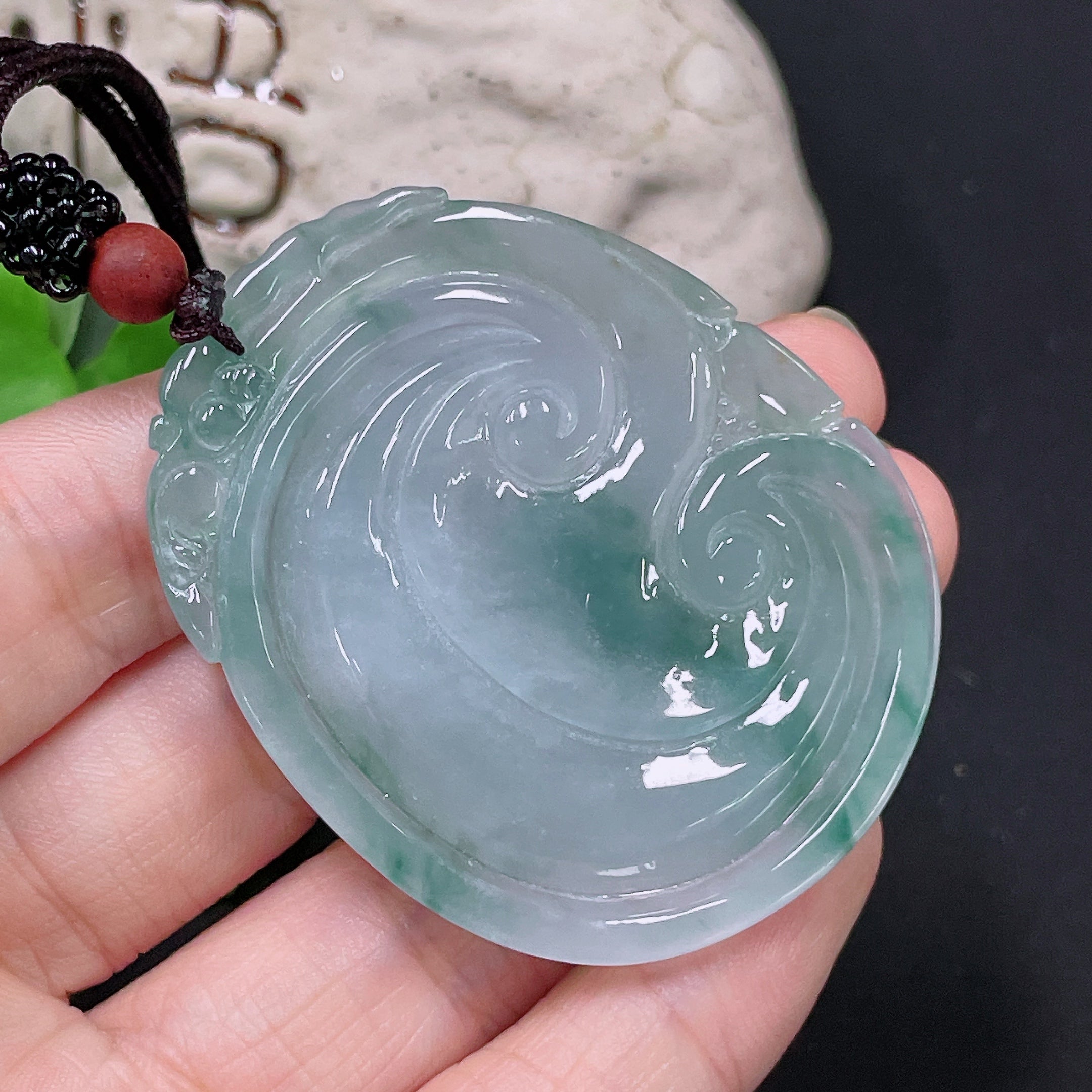 Jadeite Ruyi Pendant with total weight approx. 33.5g including rope