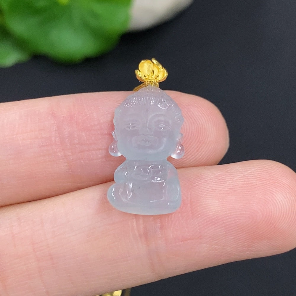 Jadeite Baby Buddha Pendant . (Including Chain) | Huiliu Certified