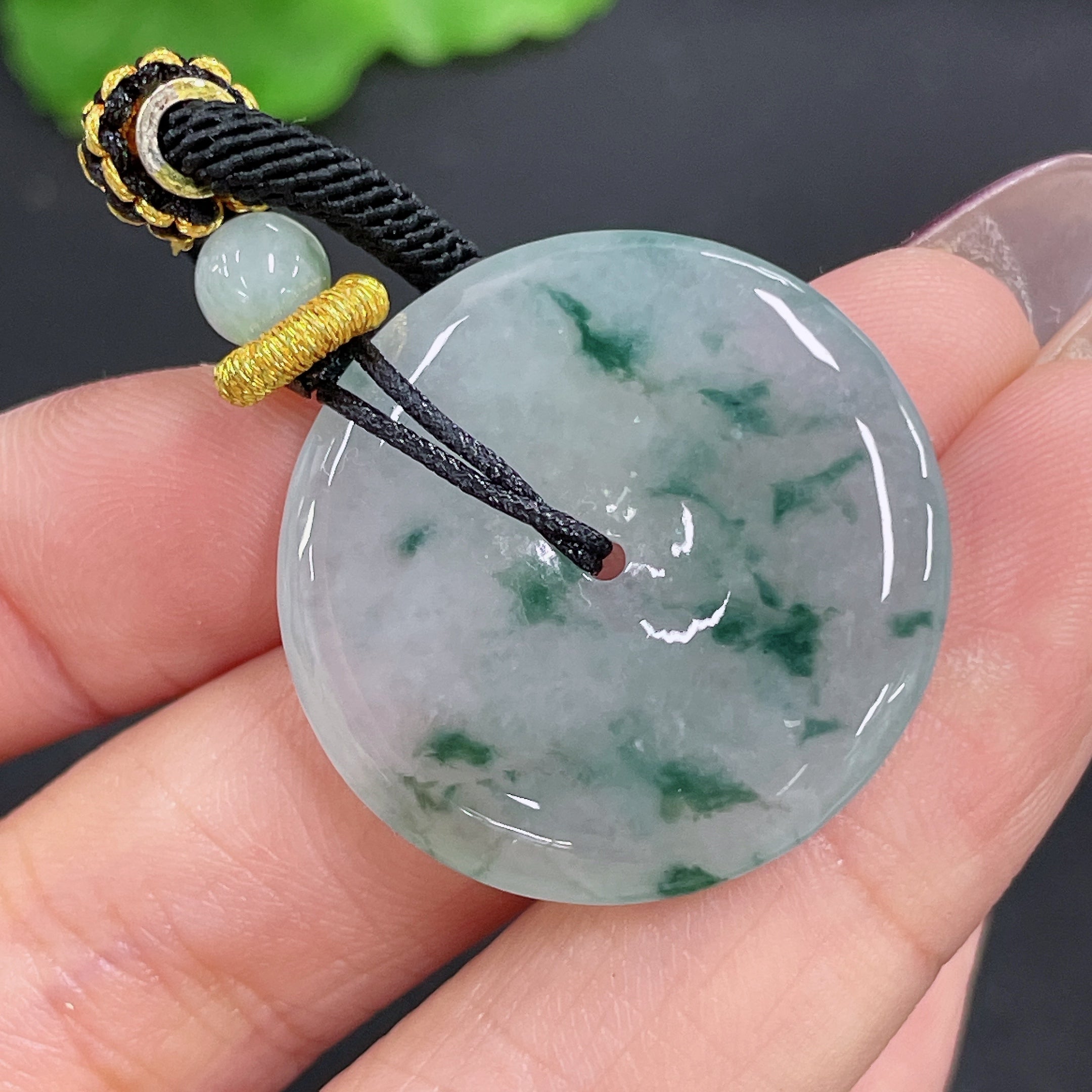 Jadeite Pendant Peace Knot with Cord Total Weight Approx. 11.92g