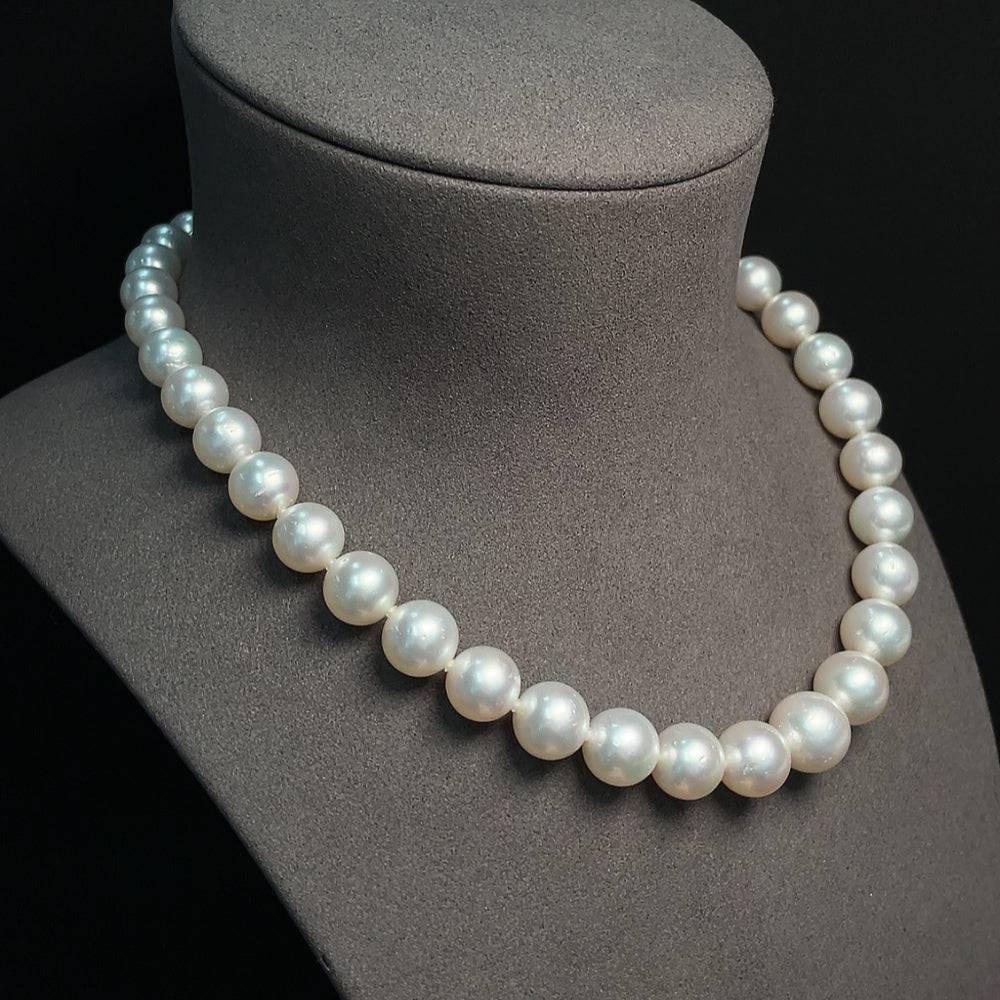 HUILIU HQ seawater pearl necklace with 76.62g weight, 9.7-13.3mm pearls, natural non-gold jewelry strand