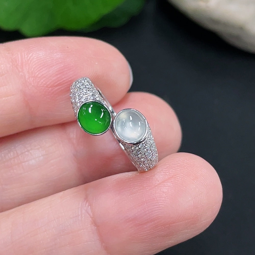 Jadeite Cabochon Ring Non-Diamond . | Huiliu Certified
