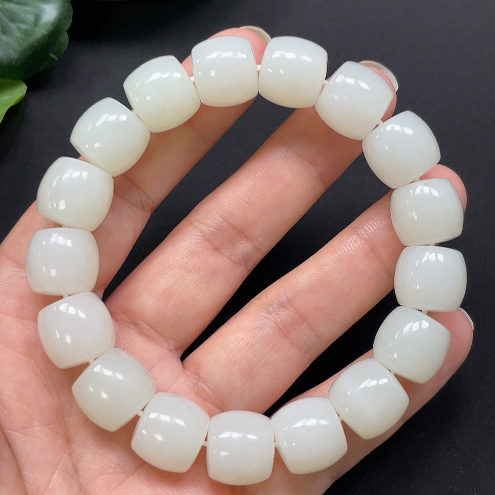 Hetian Jade Bracelet 12.9mm Approx. 64.42g