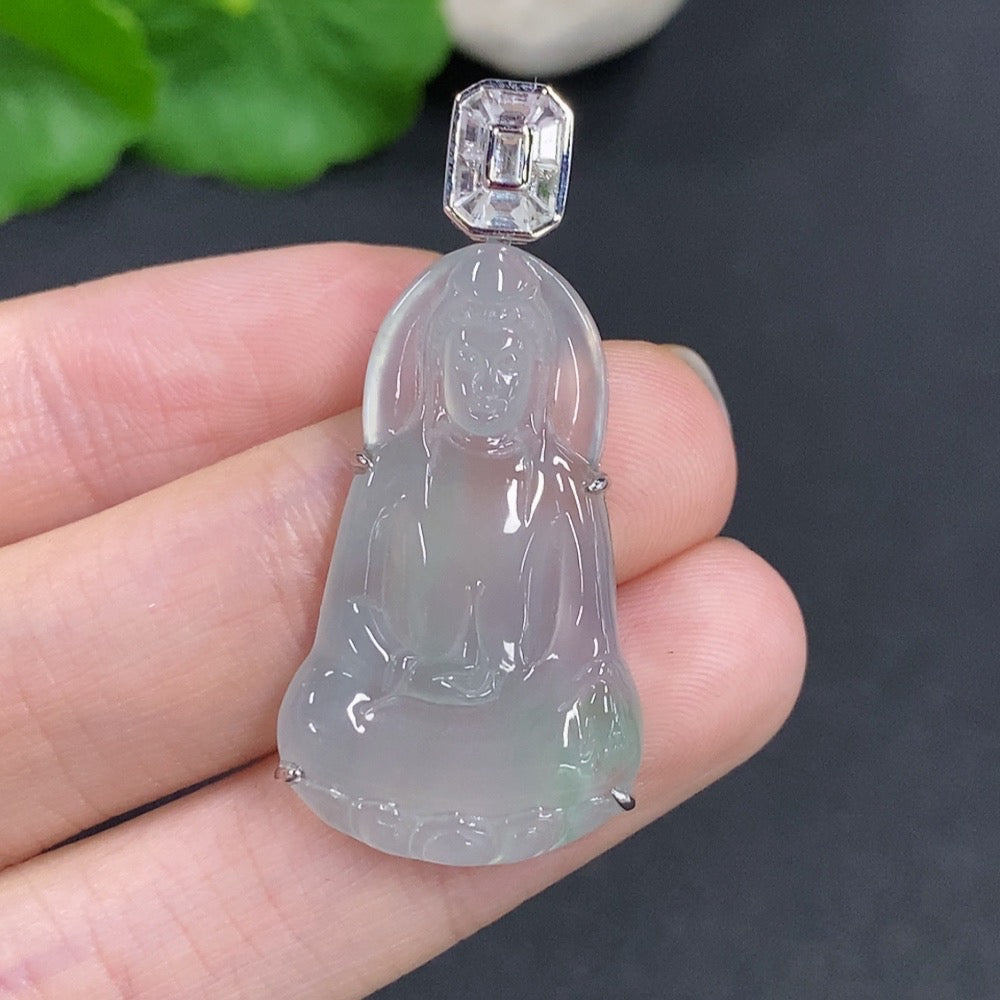 Jadeite Guanyin Pendant . | Huiliu Certified