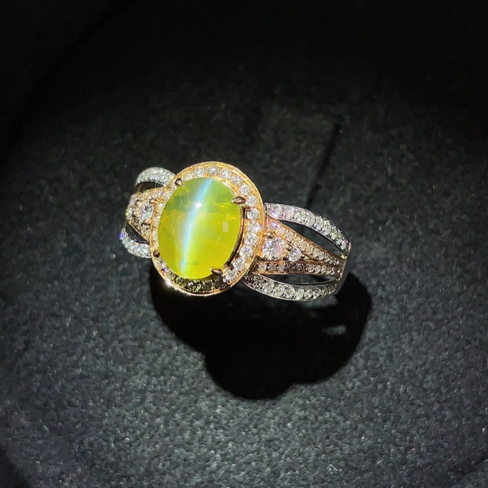Chrysoberyl Ring, 18K Gold, Accented with Diamonds