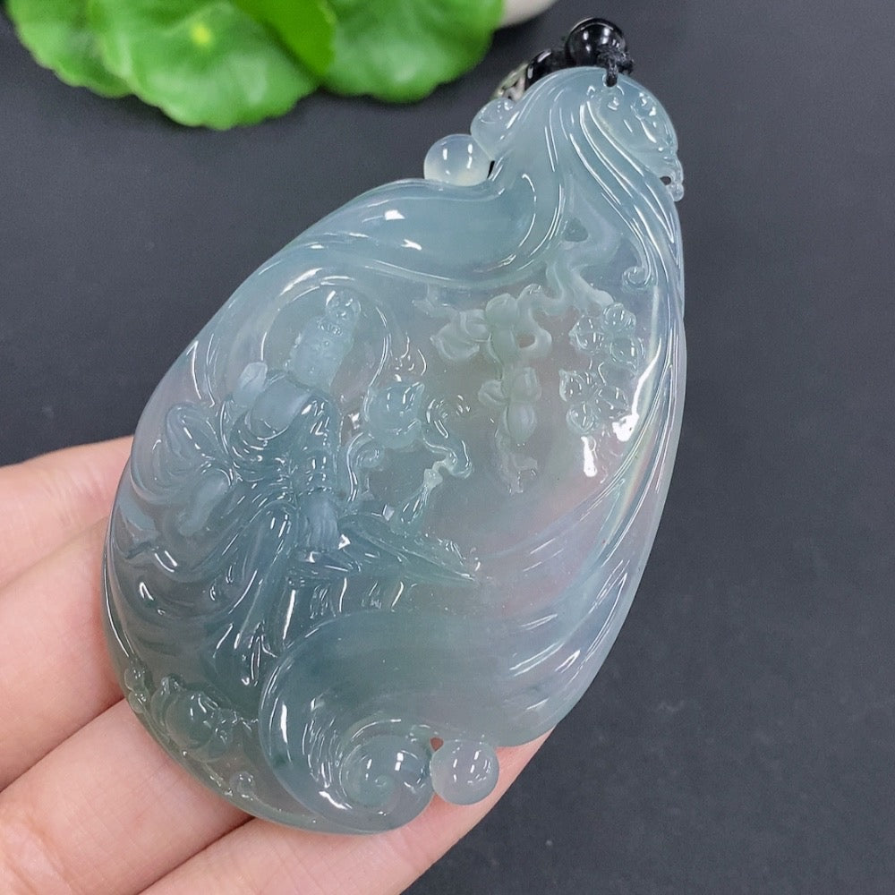 Jadeite Guanyin Pendant Total Weight Approx. 58.5g (including rope weight) with non-jadeite beads