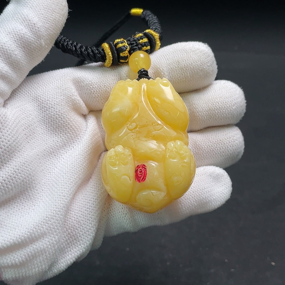 Amber Beeswax Pendant with Rope, Total Weight Approx. 35.3g