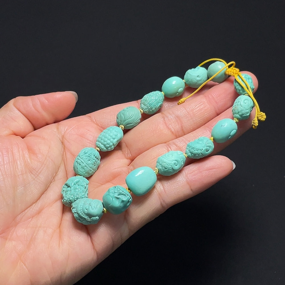 Turquoise bracelet from HKHQ featuring smooth turquoise beads and a stylish design, perfect for casual or bohemian outfits.