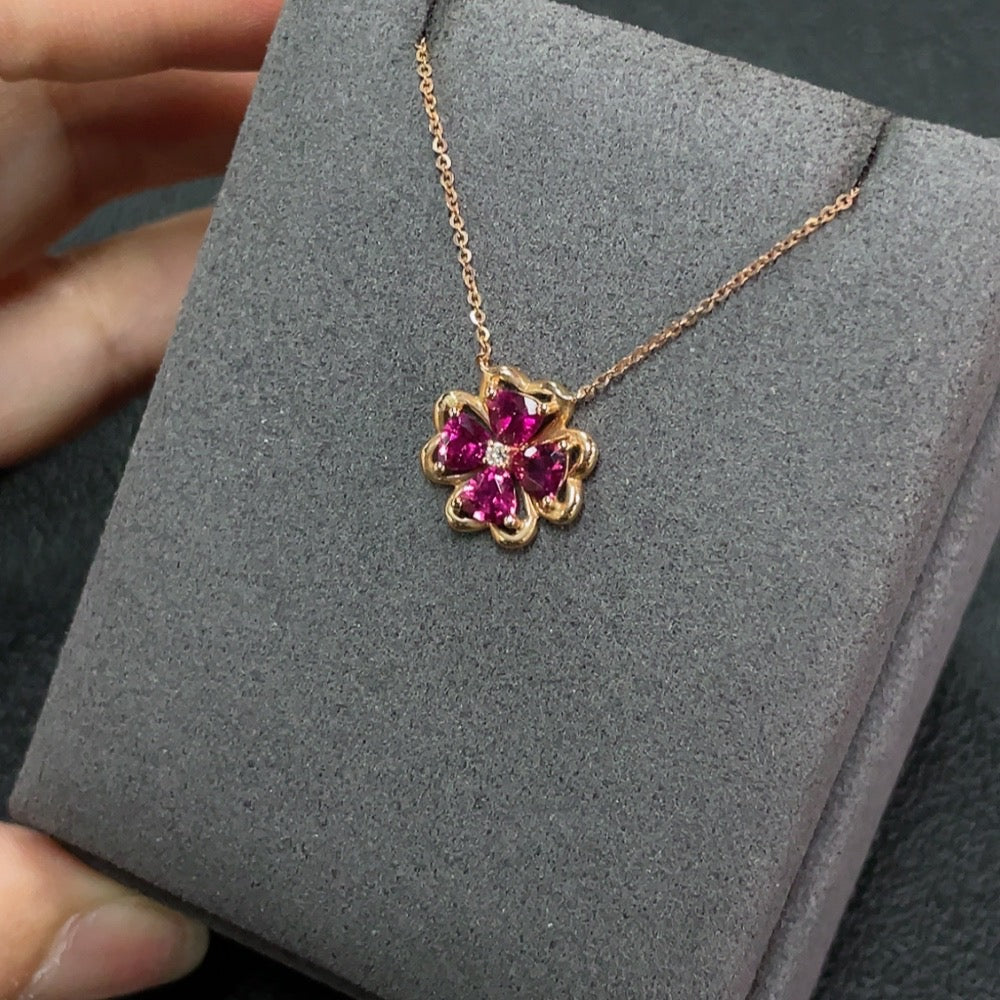 Tourmaline Necklace 18K Gold with Diamond Accents
