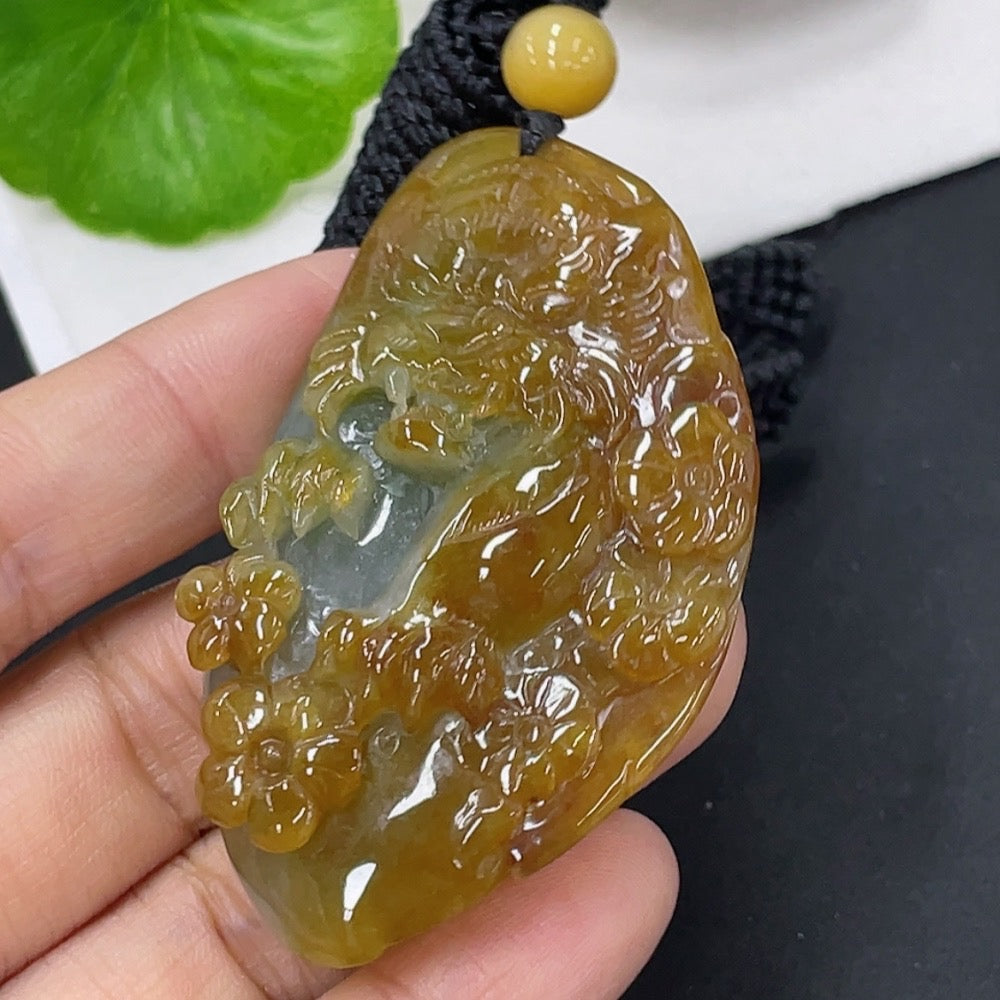 Jadeite Pendant Fierce and Vigorous Tiger Total Weight Approximately 31.9g Including Rope