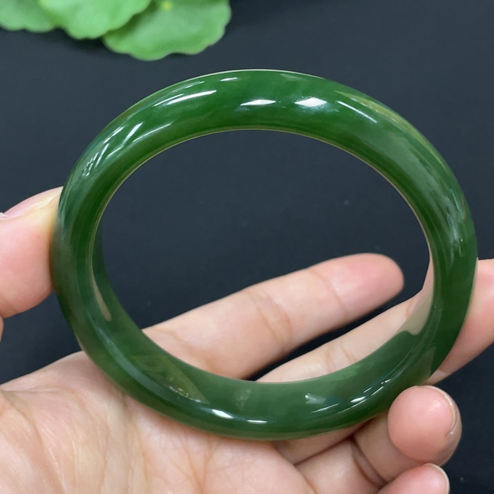 Hetian Jade Green Jade Round Bangle Repaired
