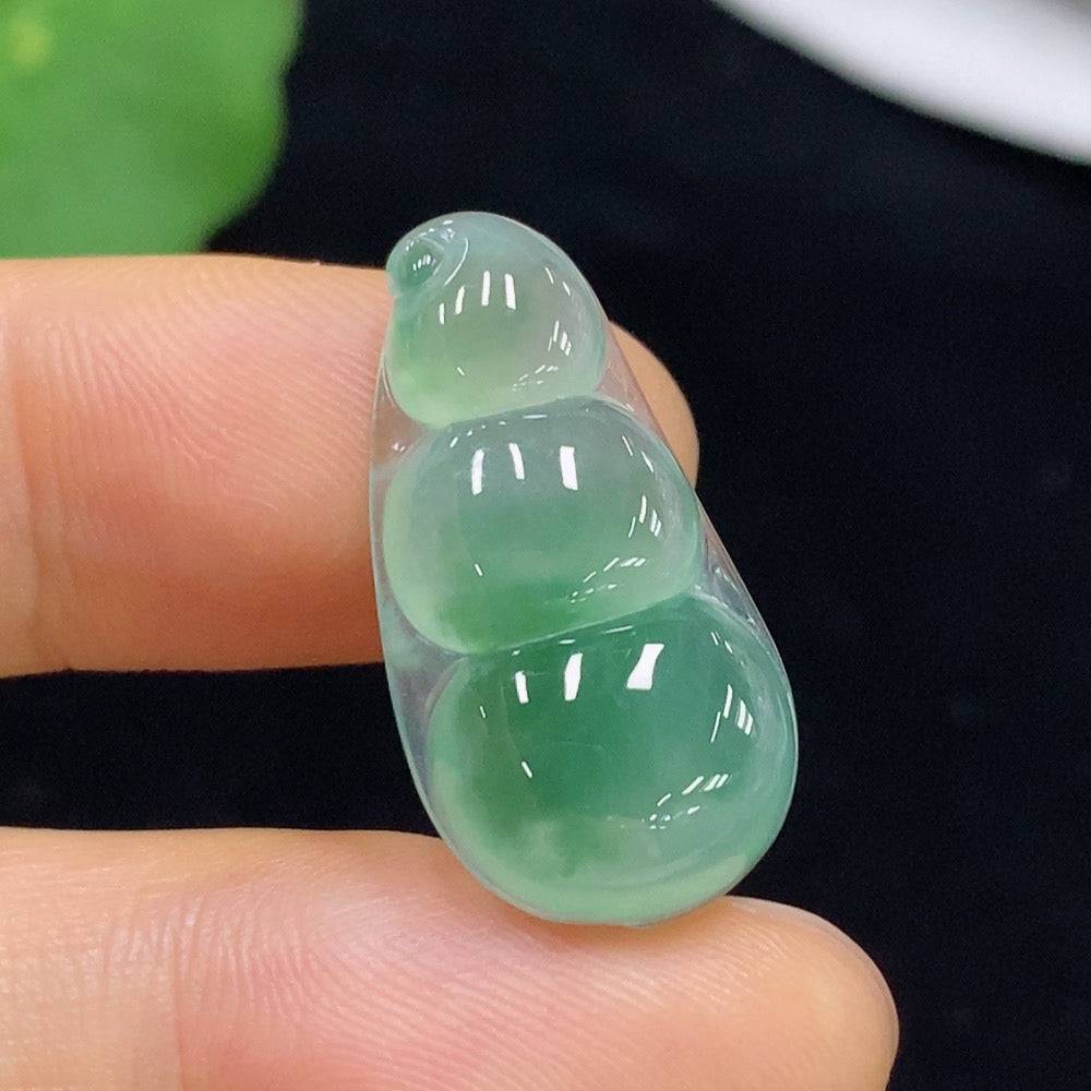 Jadeite auspicious bean inlay piece, crafted from green jade, weighing about 3.13g, with intricate inlay details.