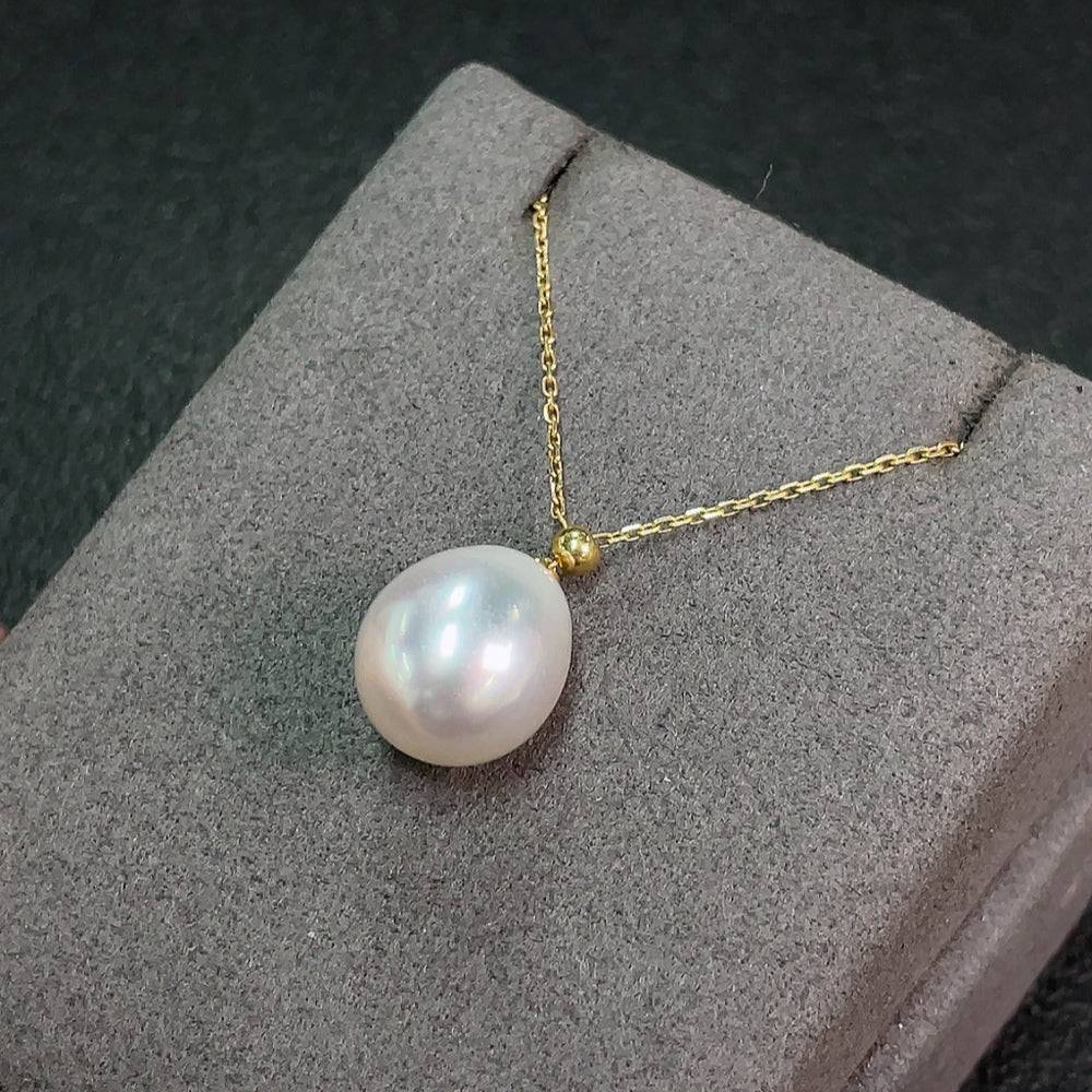 Huiliu certified saltwater pearl necklace with 11.6mm pearls, elegant jewelry piece showcasing lustrous white pearls.