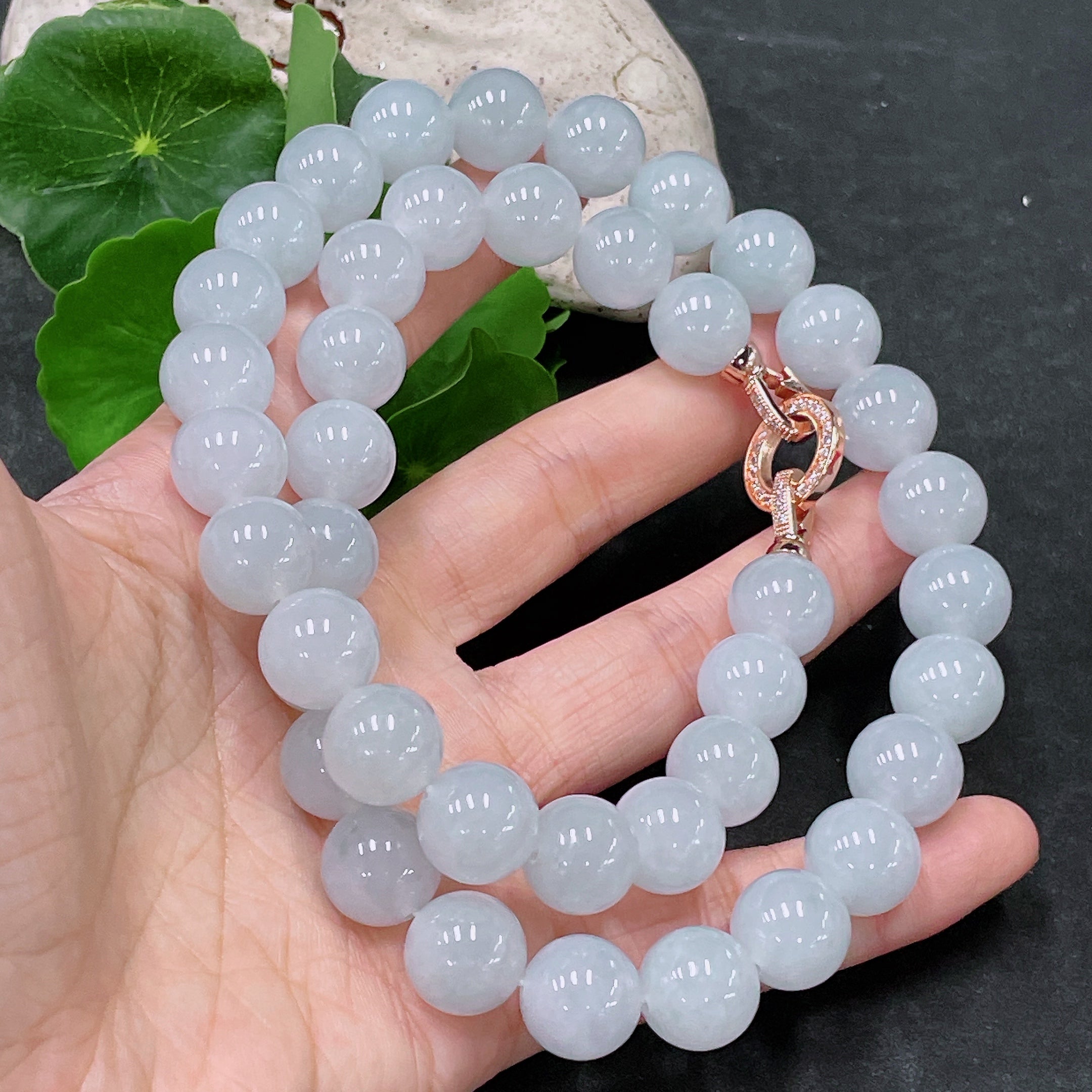 Jadeite Bead Necklace Non-Gold Total Weight Approx. 139.42g Size About 12.7mm