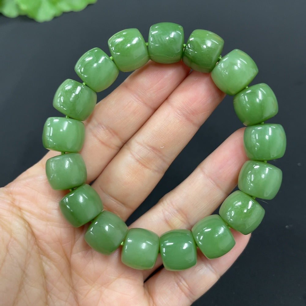 Hetian Jade Jasper Bracelet, approx. 11.8mm beads, total weight approx. 52.2g