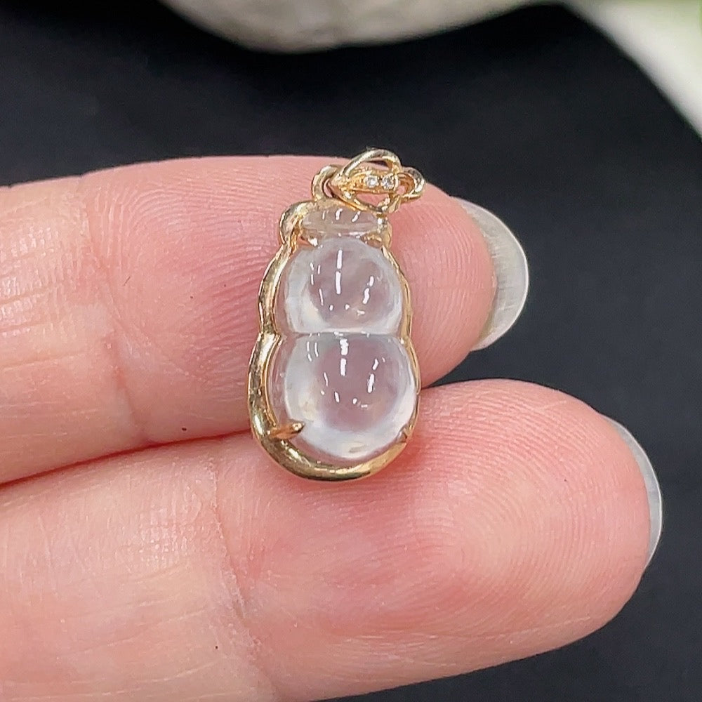 Jadeite Gourd Inlaid Pendant 18K Gold Total Weight Approx. 1.4g (Non-Diamond)