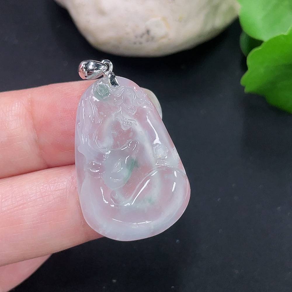 Jadeite You Are Always with Me pendant with 18K gold clasp, crafted from green jade, weighing approximately 6.1g.