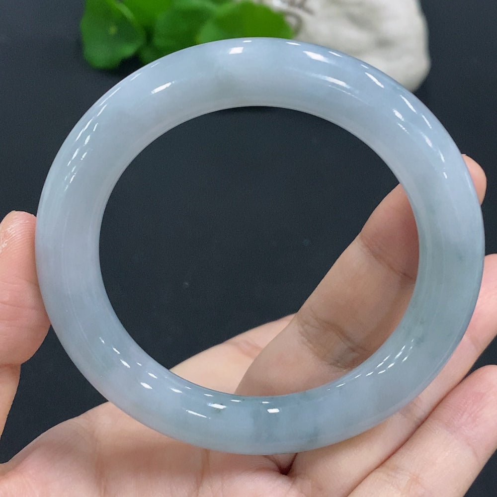 JadeiteRound Bangle Bracelet, Inner Diameter 55.7, Total Weight Approx. 56.9g