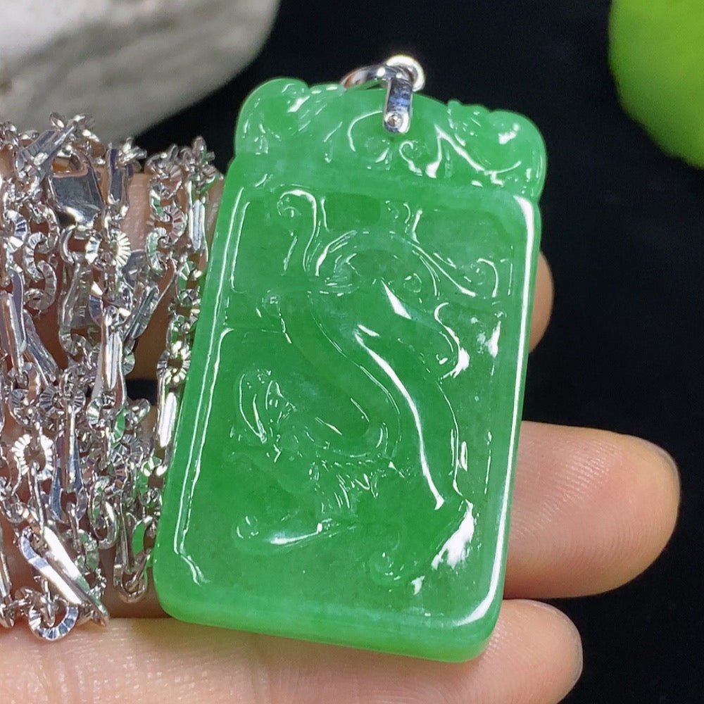 Jadeite Antique Dragon Pendant 18k Total Weight Approx. 27.24g (including chain)