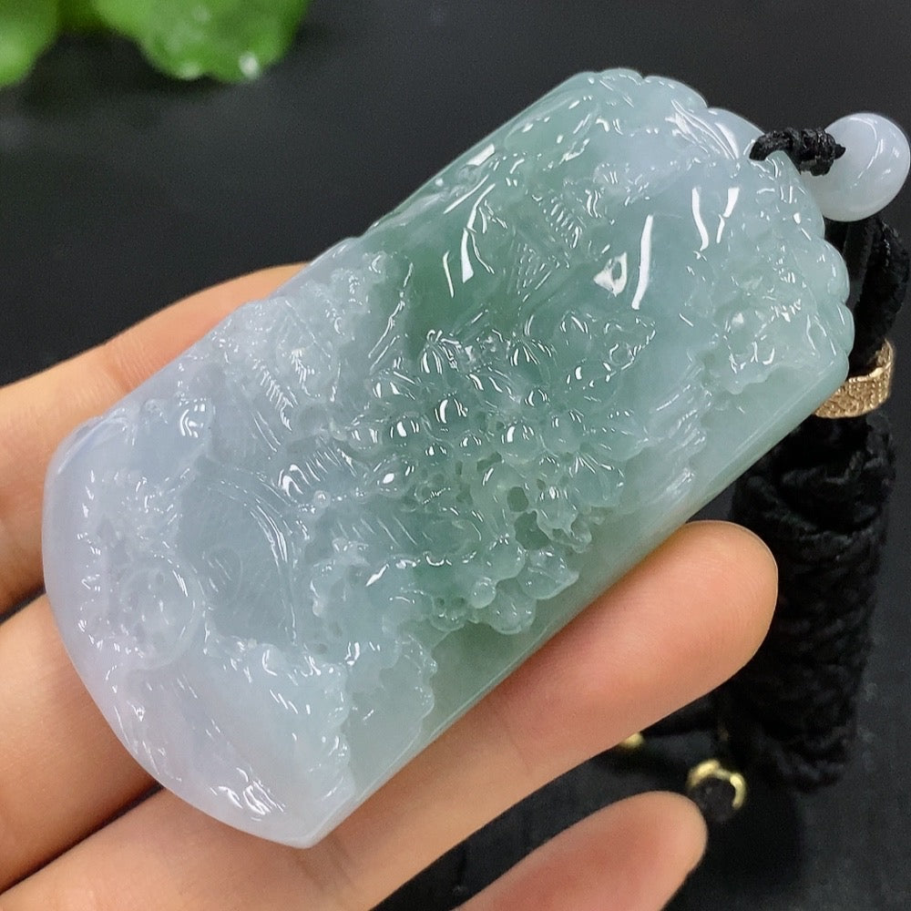 Jadeite landscape pendant total weight 81.496g