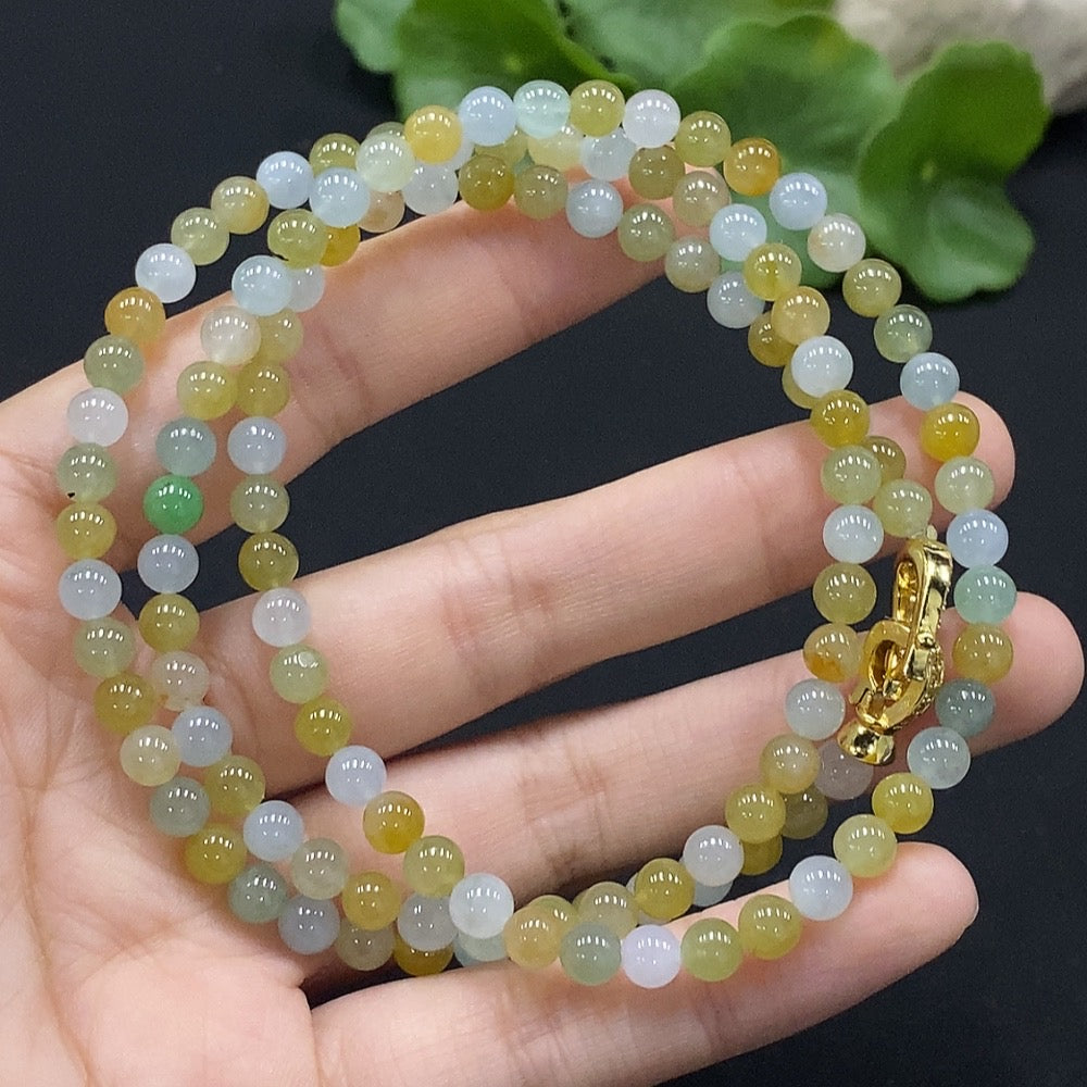 Jadeite Bead Necklace Non-Gold Total Weight Approx. 30.18g Size About 5.1mm