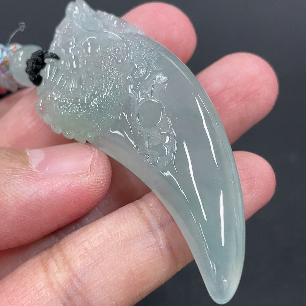 Jadeite Pendant Dragon Tooth Total Weight Approx. 15.8g with Rope