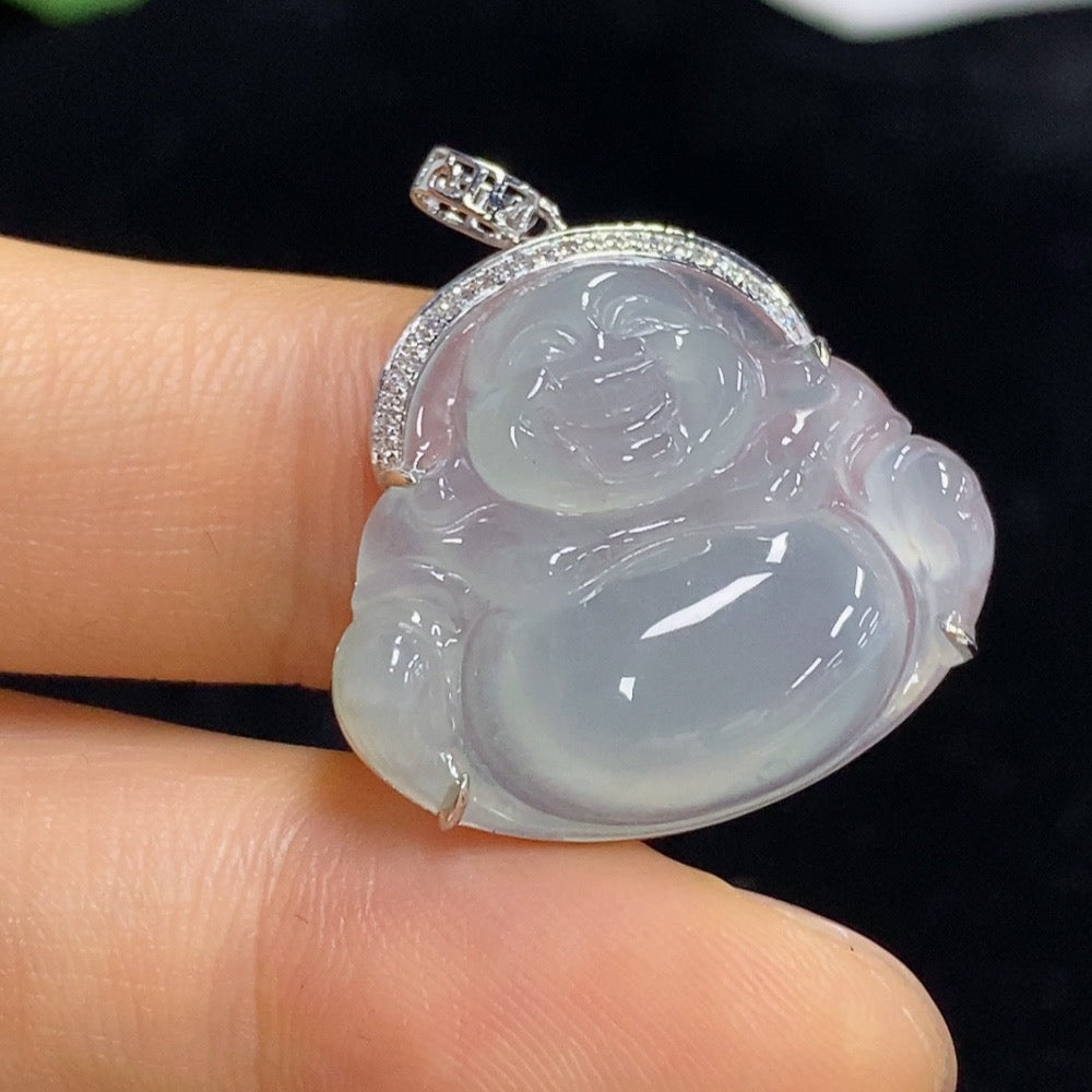 Jadeite Buddha Pendant with and Diamond Accents, Approximately | Huiliu Certified