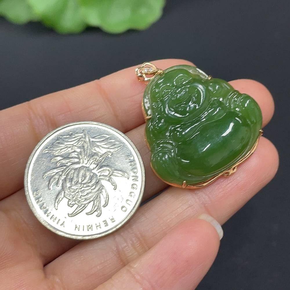 Huiliu HQ Hetian Jade Jasper Inlaid Buddha sculpture featuring non-diamond jade with intricate craftsmanship.