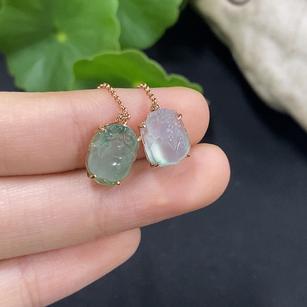 Jadeite Inlaid Earrings Pair 18K Gold Total Weight Approx. 2.5g (Including Earplug Weight)