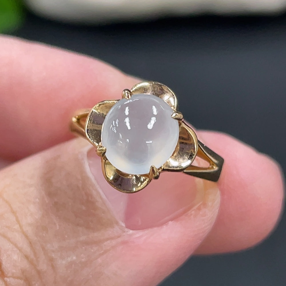 Jadeite Cabochon Inlaid Ring Setting . | Huiliu Certified