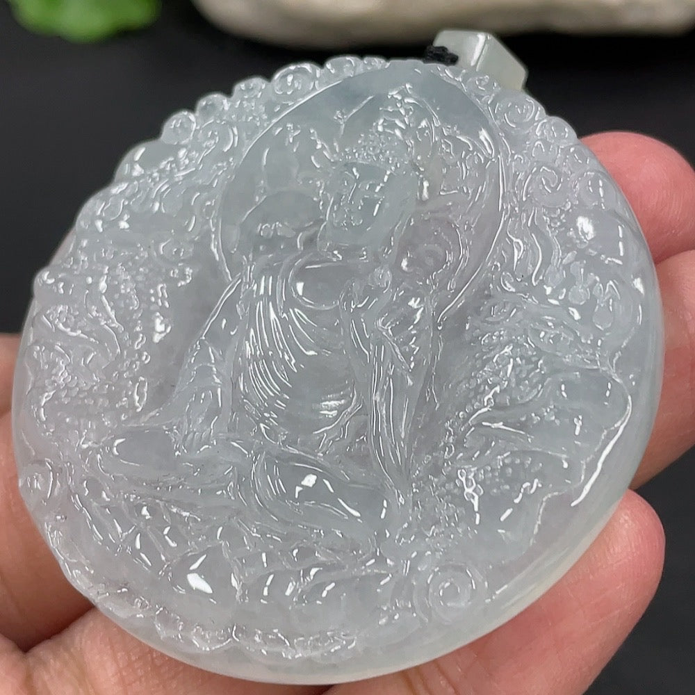 Jadeite Pendant Buddha Amulet . with Rope | Huiliu Certified