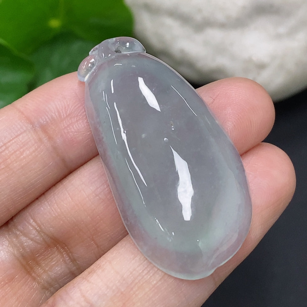 Huiliu Jadeite Auspicious Gourd Pendant, intricately carved jade jewelry with certified craftsmanship and detailed design.