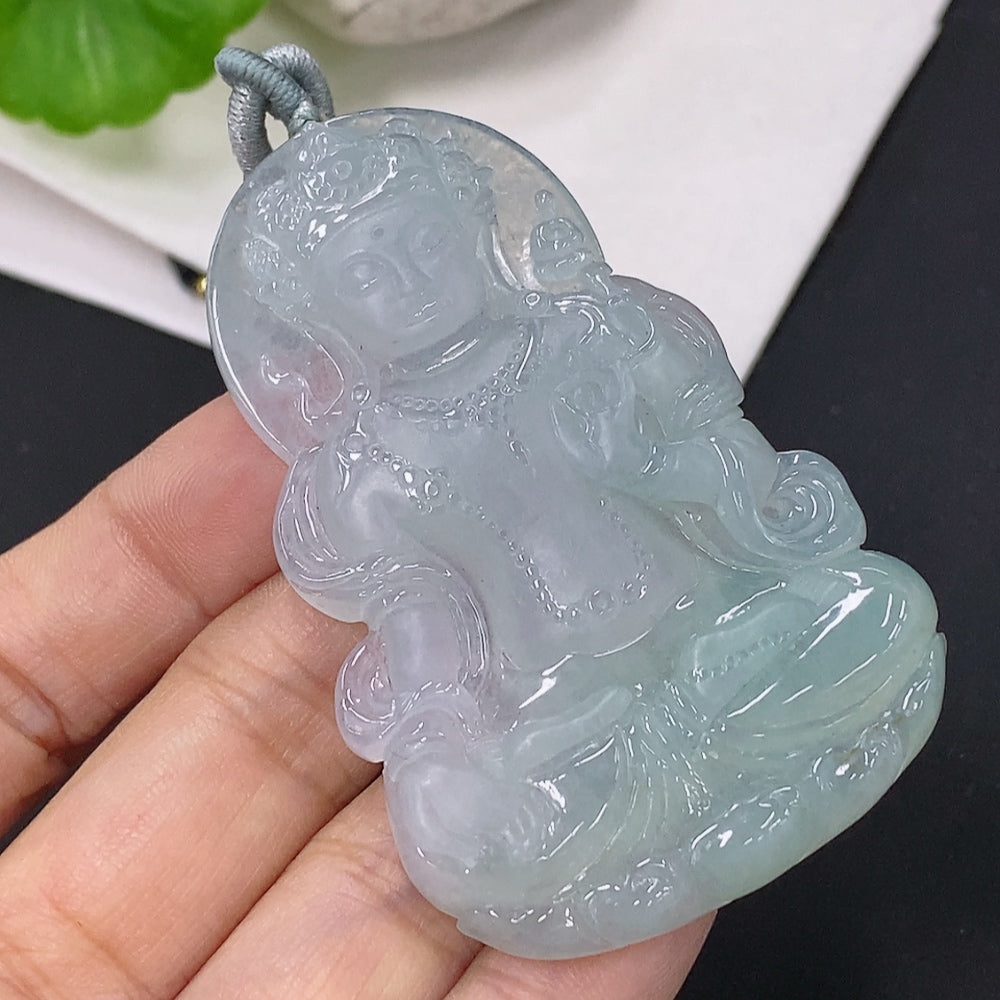 Jadeite Pendant Guanyin with Cord Total Weight Approx. 31.78g