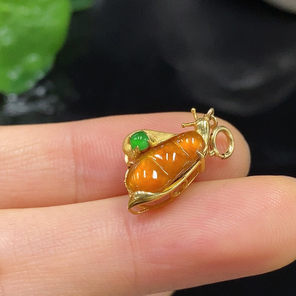 Jadeite Inlaid Pendant Total Weight Approx.1.09g 18k