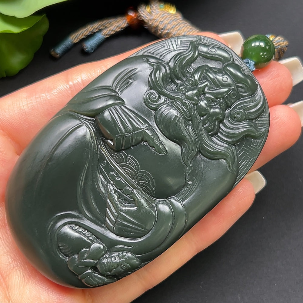 Hetian Jade Zhong Kui Pendant with Rope