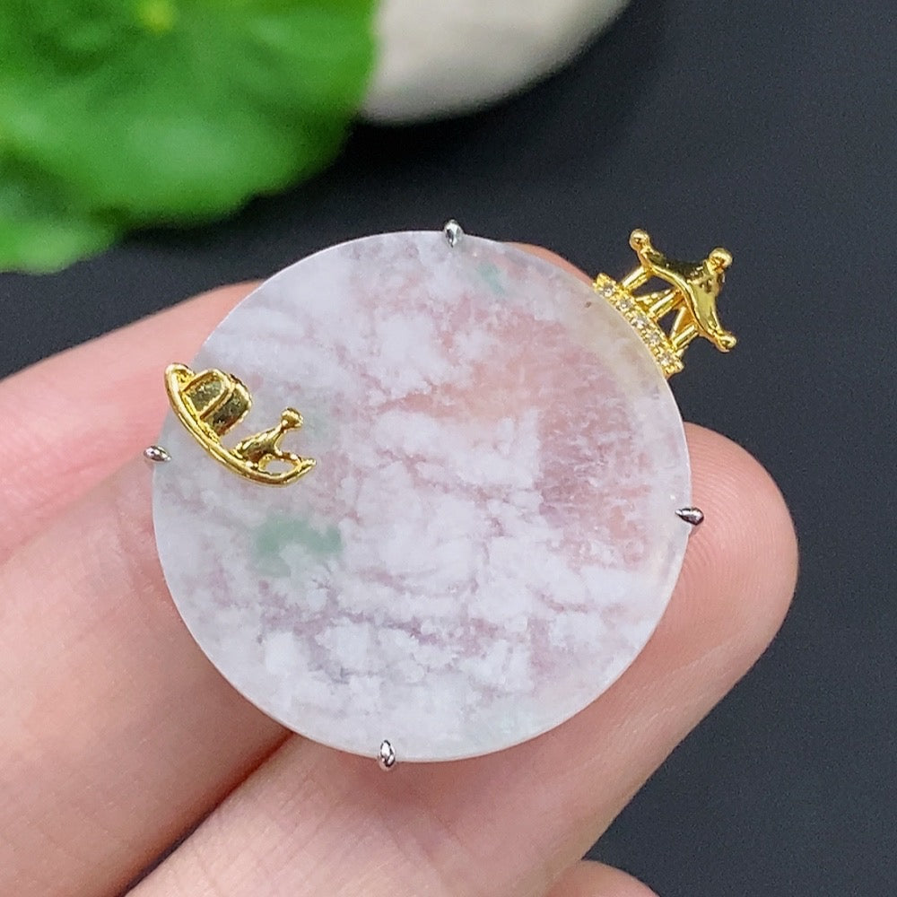 Jadeite Plain Pendant 18k Gold Total Weight Approx. 3.6g