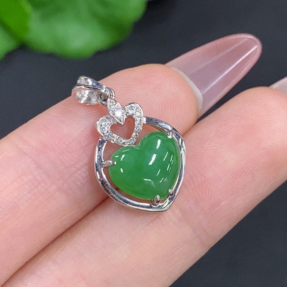 Jadeite Cabochon Pendant with and Diamond Accents, Approximately | Huiliu Certified