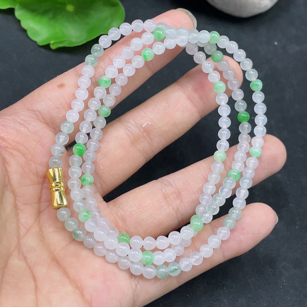 Jadeite Bead Necklace Non-Gold Total Weight Approx.13.37g Size Approx.3.7mm