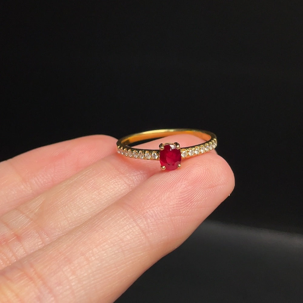 Ruby Ring with Diamond Accent, . | Huiliu Certified
