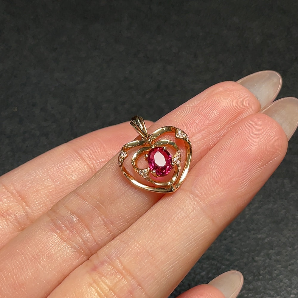 Huiliu certified tourmaline pendant with diamond accents, featuring a 5.9x4.3mm gemstone, elegant jewelry piece.
