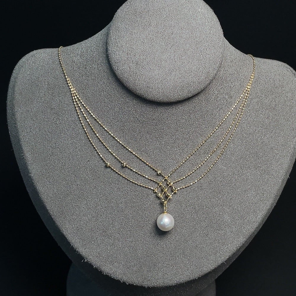 Seawater Pearl Inlaid Necklace 18k Gold Approx. 7.8mm Carat Product Weight Including Chain Approx. 2.98g