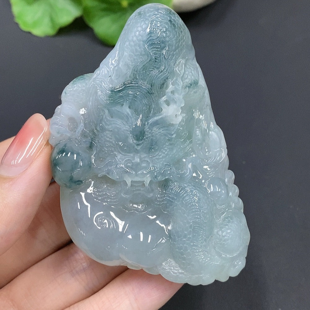 Jadeite Dragon Soaring the World Pendant, Total Weight 90.993g