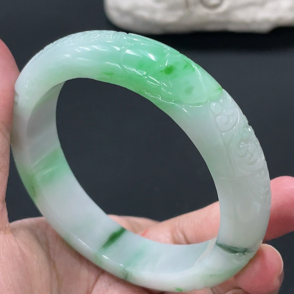 Jadeite Round Bangle . with Crack | Huiliu Certified